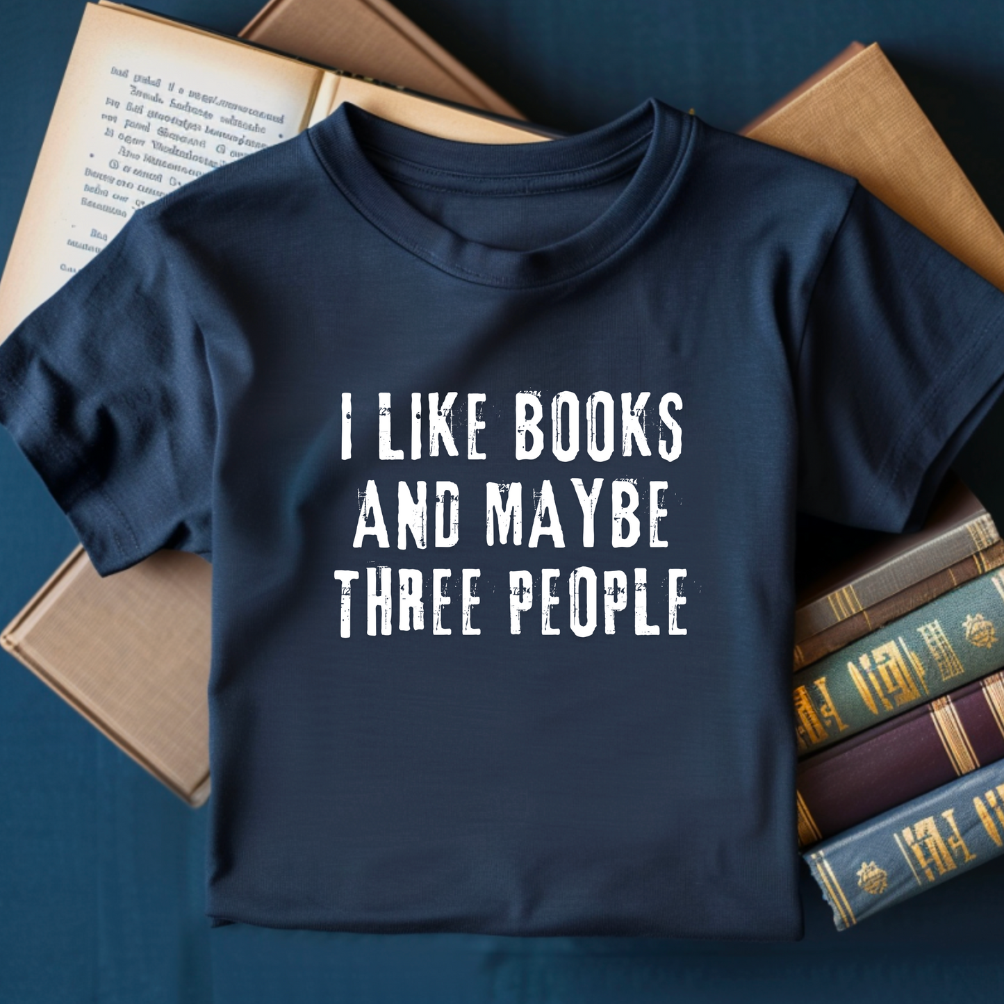 I Like Books and Maybe Three People, Premium Unisex Crewneck T-shirt