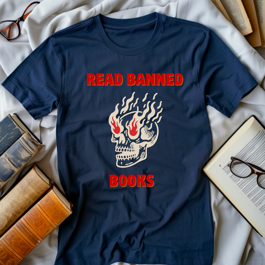 Read Banned Books (with Skull), Premium Unisex Crewneck T-shirt