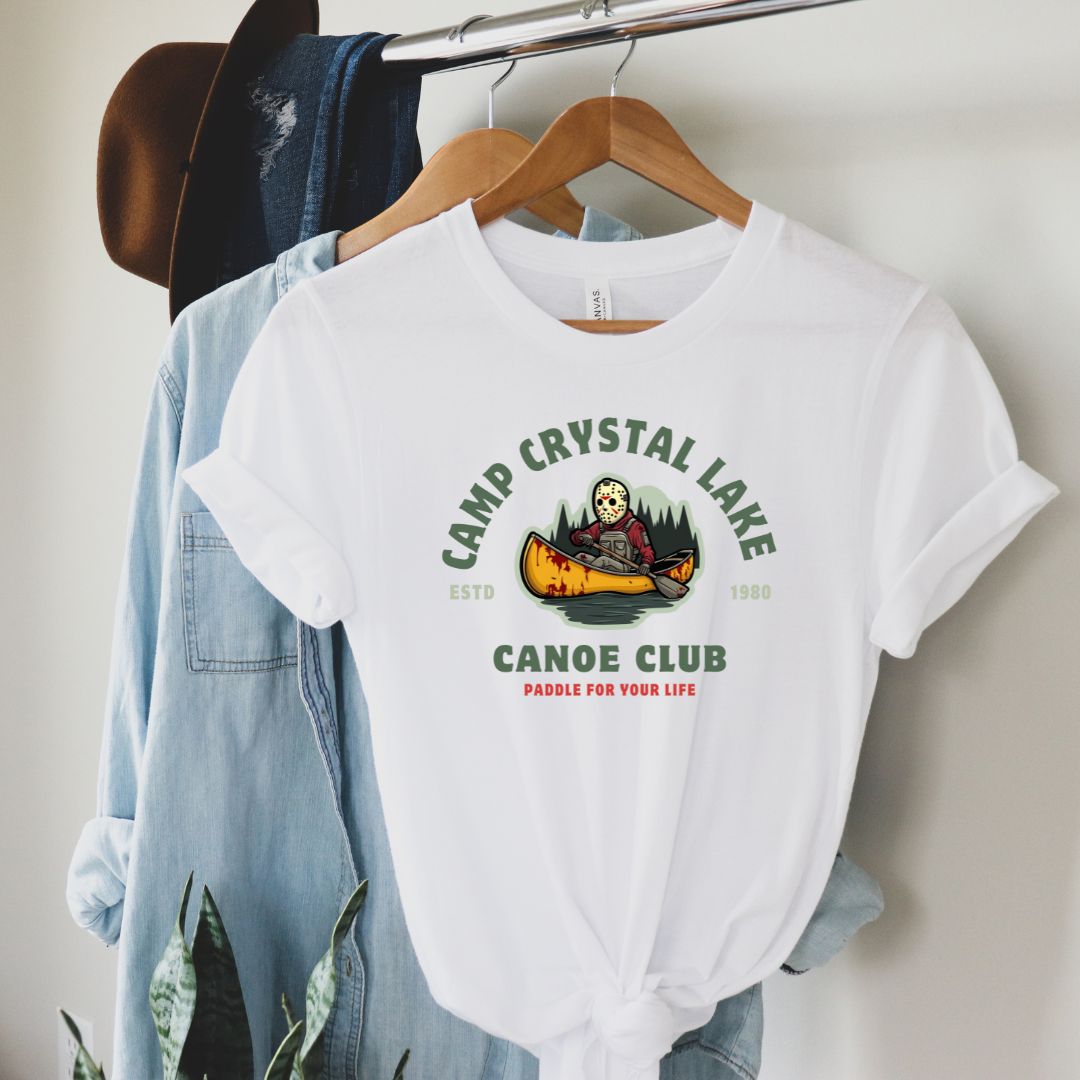 Camp Crystal Lake Canoe Club Tshirt, Friday the 13th Cute Graphic Tee, Soft Cotton Unisex Crewneck T-shirt