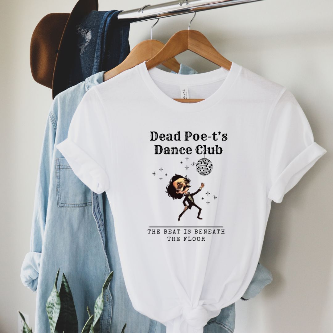 Dead Poe-t's Dance Club, Edgar Allan Poe, Soft Cotton Unisex Crewneck T-Shirt