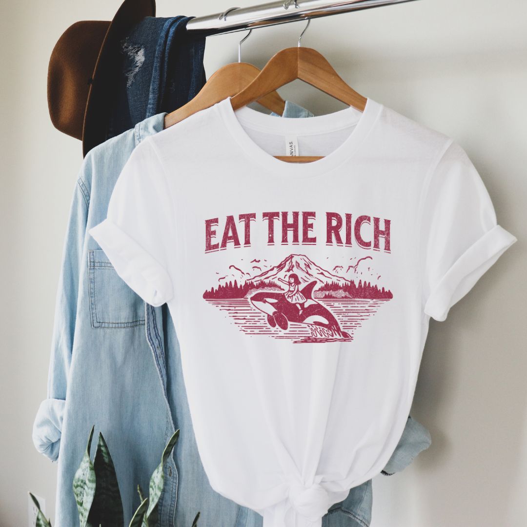 Eat the Rich Orca, Soft Cotton Unisex Crewneck T-Shirt