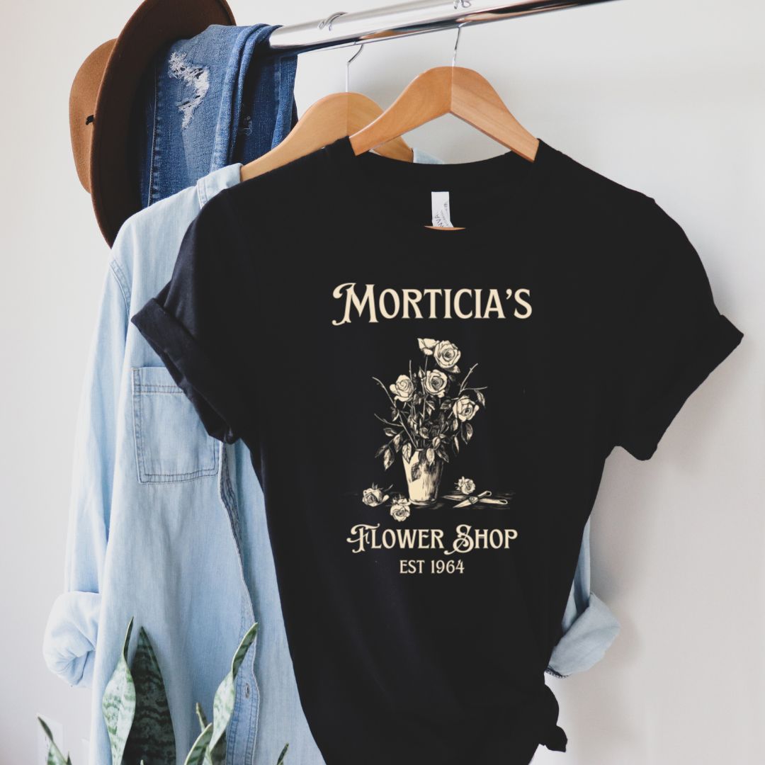 Morticia's Flower Shop, Addams Family Cotton Unisex Crewneck T-Shirt