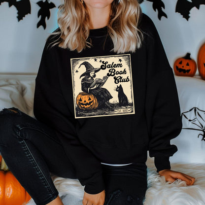 Salem Book Club Witch Sweatshirt, Halloween Witch, Soft Classic Unisex Crewneck Sweatshirt | Gildan® 18000