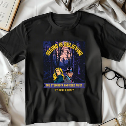 Seeing is Believing, Steinbeck and Reed by Jess Lourey | Premium unisex crewneck T-shirt