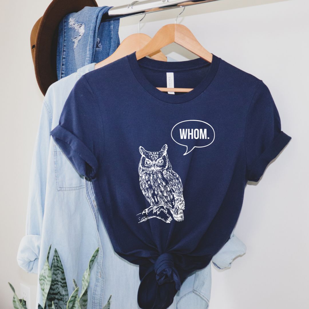 Owl says Whom, Premium Unisex Crewneck T-shirt